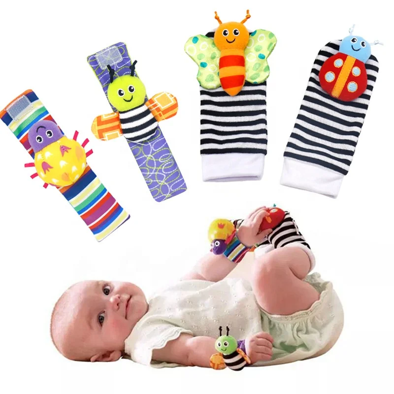 
Soft Baby Wrist Rattle Foot Finder Socks,Cotton and Plush Stuffed Infant Toys,Birthday Holiday Birth Present for Newborn Boy 