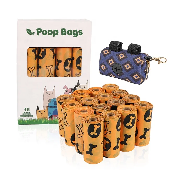 

Amazon Hot Sales Biodegradable Dog Poop Plastic Bags Carrier Eco Friendly Compostable Rolls Pet Dog Poop Bags, Green, blue, black, pink, white, orange