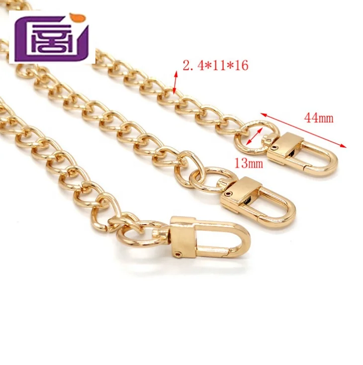 

Wholesale high quality handbag hardware metal chain bag handle chain with snap hook, L-golden, golden, nickel, bronzen
