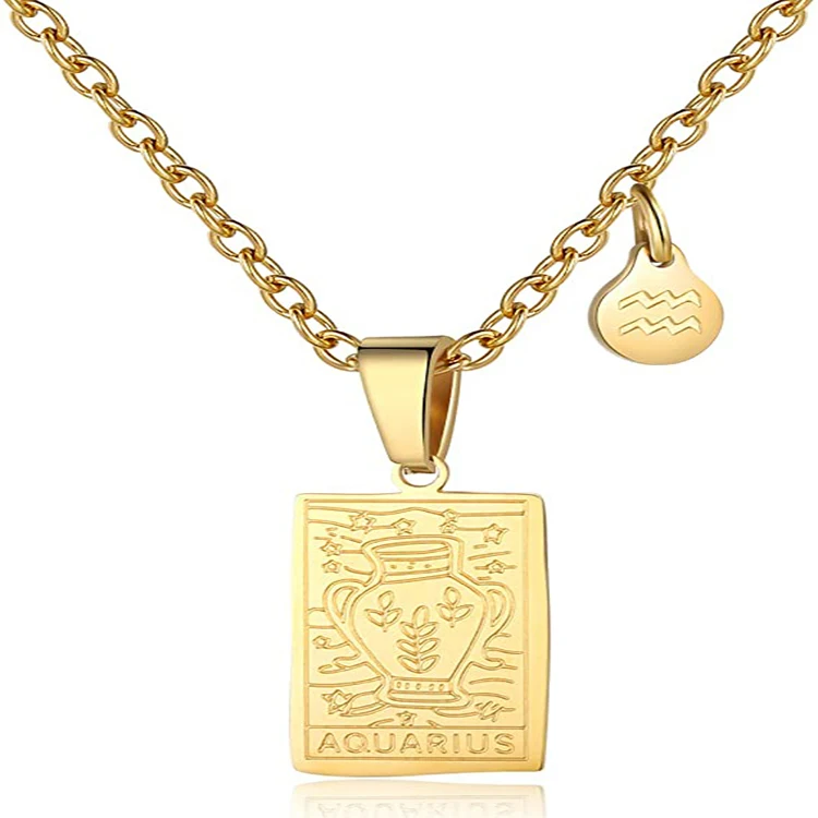 

Tiktok hot Selling Personalized Fashion Friendship Chain 18K Gold Plated Stainless Steel Zodiac Tarot Brand Necklace for Gift, Photo