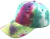 New style fashion gradient colorful vintage wash distressed broken multi colored tie dye dad hat
