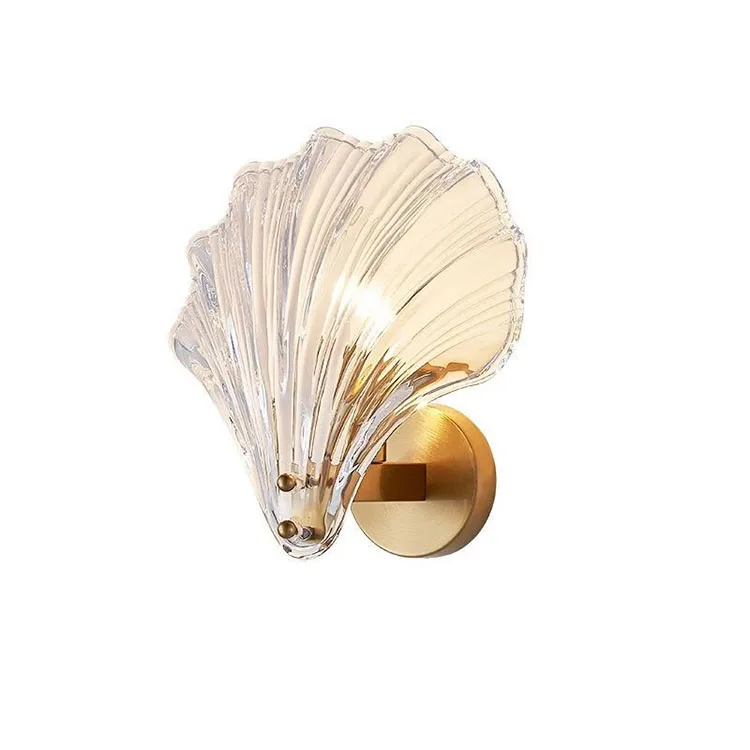 Modern Design Sea Shell Golden Lamp  Glass E14 Led Sconces Wall Lights  for Living Room Bedroom