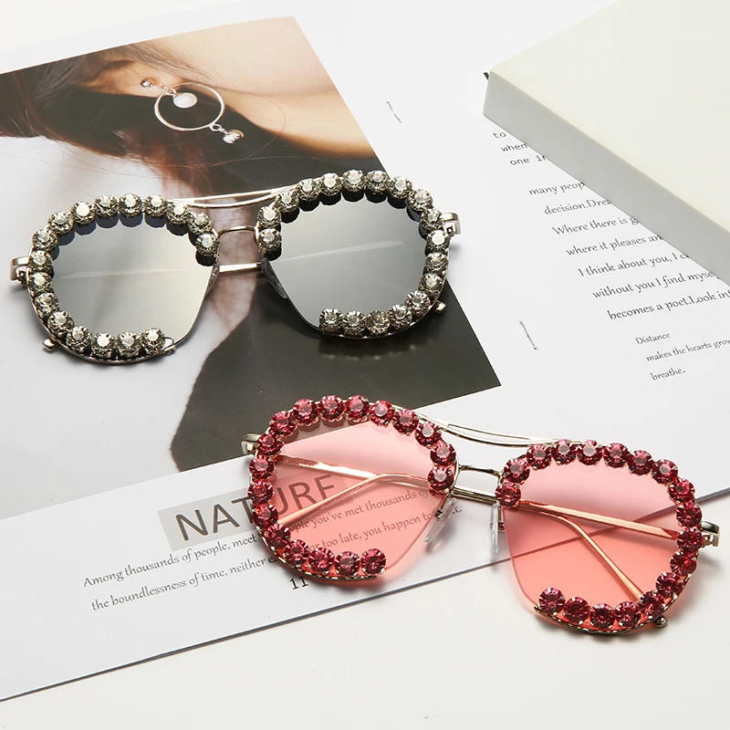 

NIWOTA 1793 Luxury Half Round Bling Shades Diamond Women 2021 Sunglasses
