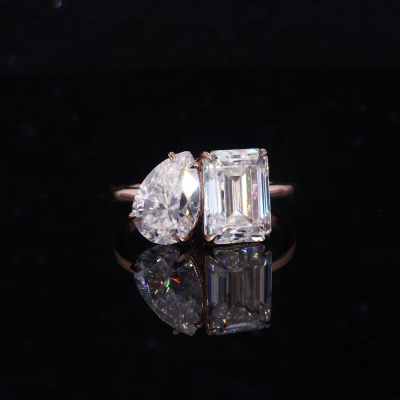 

Starsgem 14K 18K gold jewelry 2 carat emerald cut moissanite rings