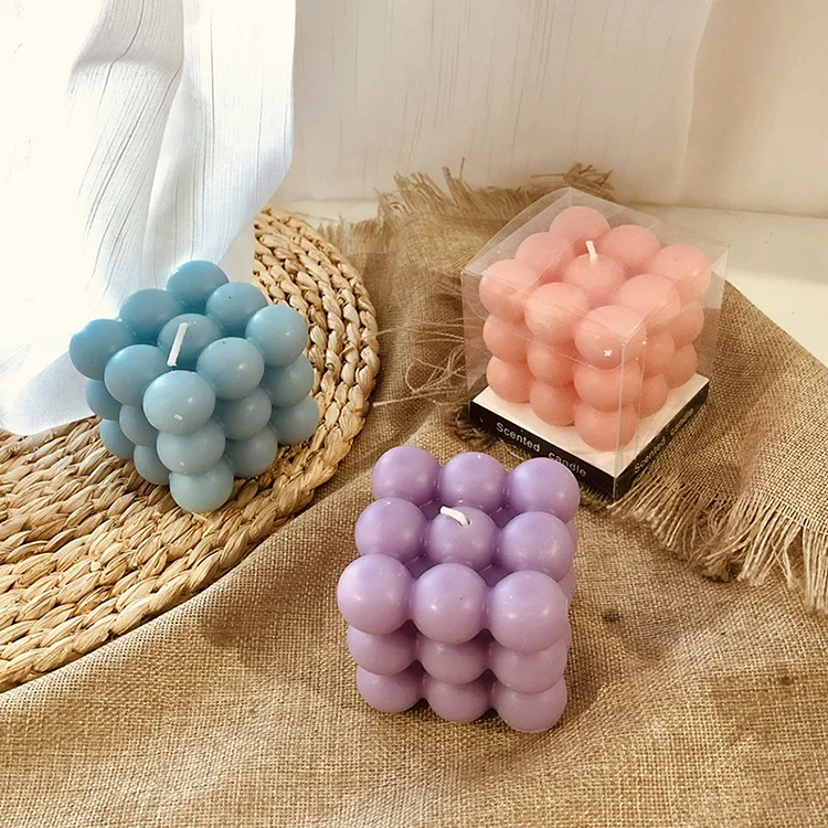 

Factory wholesale Rubik's Cube Ball Aromatherapy Bubble Candle Colorful Scented Soy Wax Bubble Candles