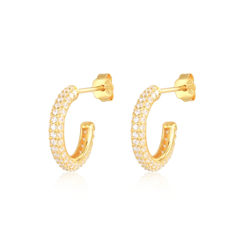 

ROXI fine jewelry 925 sterling silver C-shaped gold plated 5A zircon earrings for women