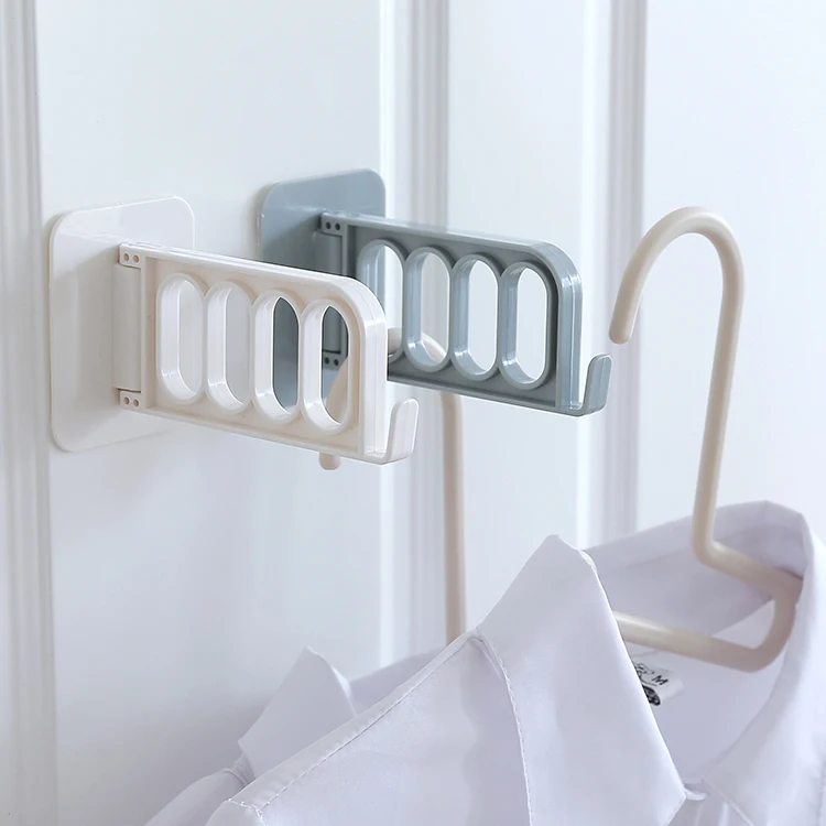 

Magic Multi-port Support Circle Clothes Hanger Clothes Drying Ra Multifunction Plastic Home Storage Hangers, White, blue