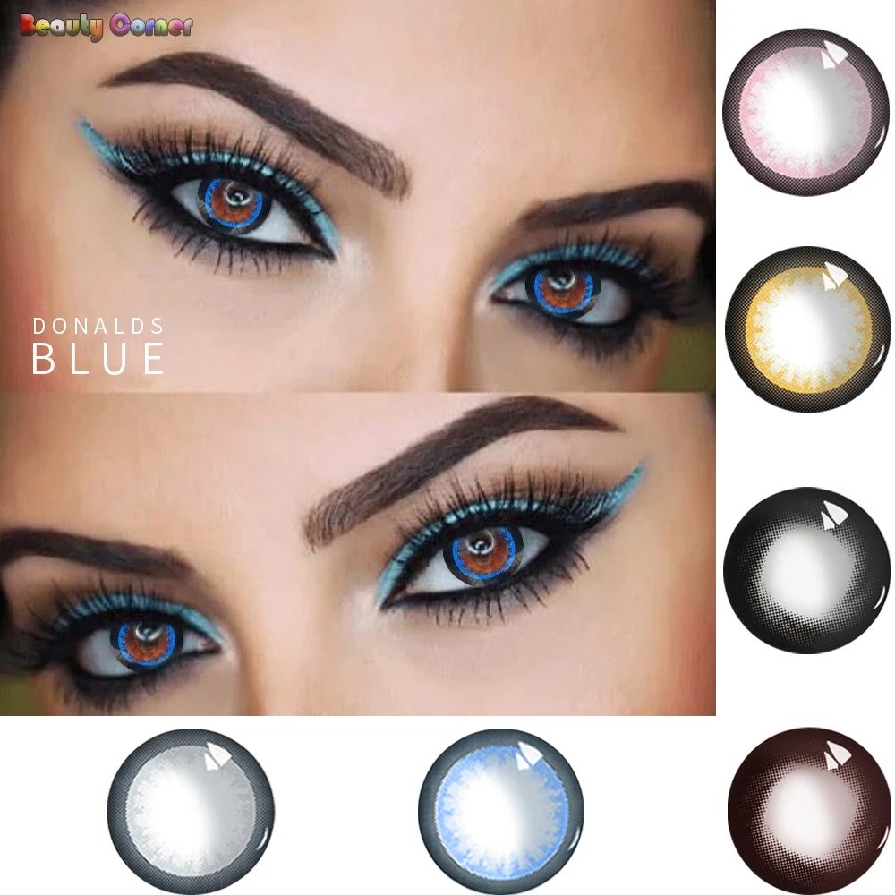 

yiwaeye Donalds Series Cosmetic Makeup Soft Beautiful Pupil Colored Contact Lenses Yearly Use Color Contact Lens for eyes