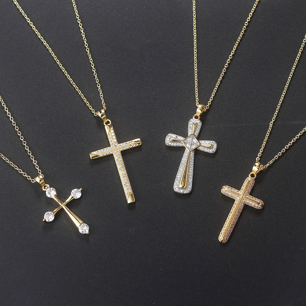 

Aesthetic Cross Pendant Necklace Zircon Choker Women Chain Cross Necklace Jewelry Christmas Gifts, As pic or customized