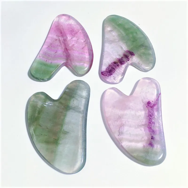 

100% Good Quality Natural Fluorite stone Gua Sha Board Body Heart Facial Scraping Massage Tools