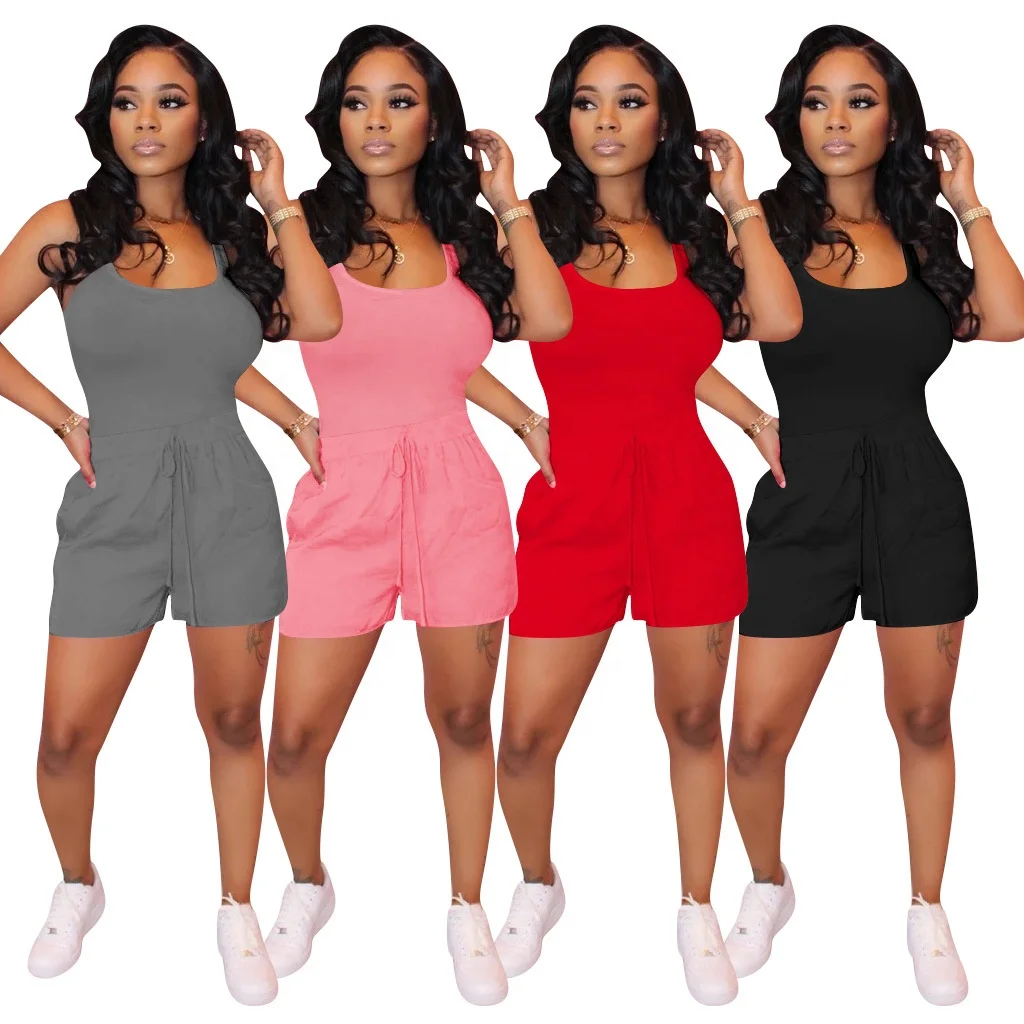 

LW-4009 Summer for woman solid colour two pieces sets sports vest and biker short set, As picture or customized make