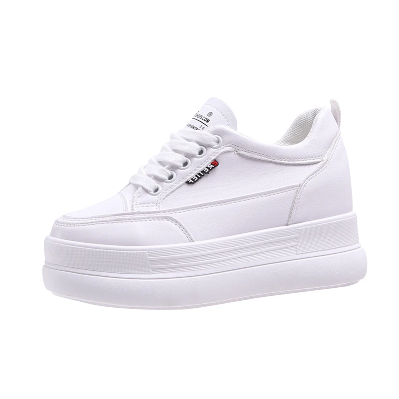 
2019 latest breathable sneaker footwear height increasing casual women pu shoes 