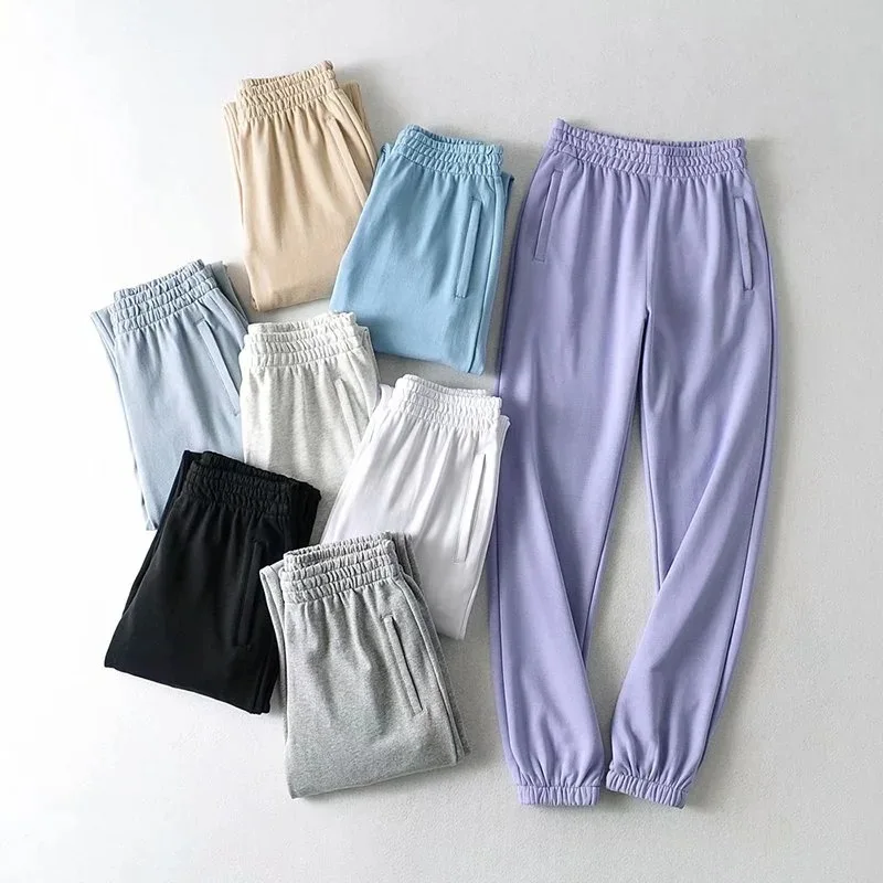 

Wholesale Summer Long Pants Cotton Polyester Material Custom Sweatpants Women