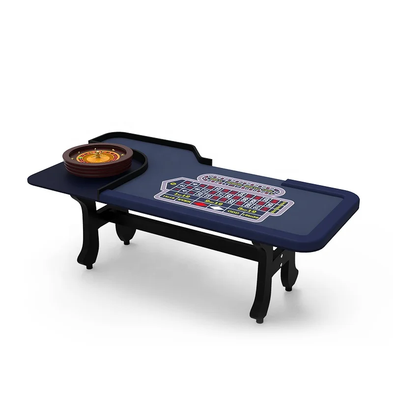 

YH New Style China Factory 10 Person Royal Blue Entertainment Style H legs Used Casino Roulette Wheel Table For Sale