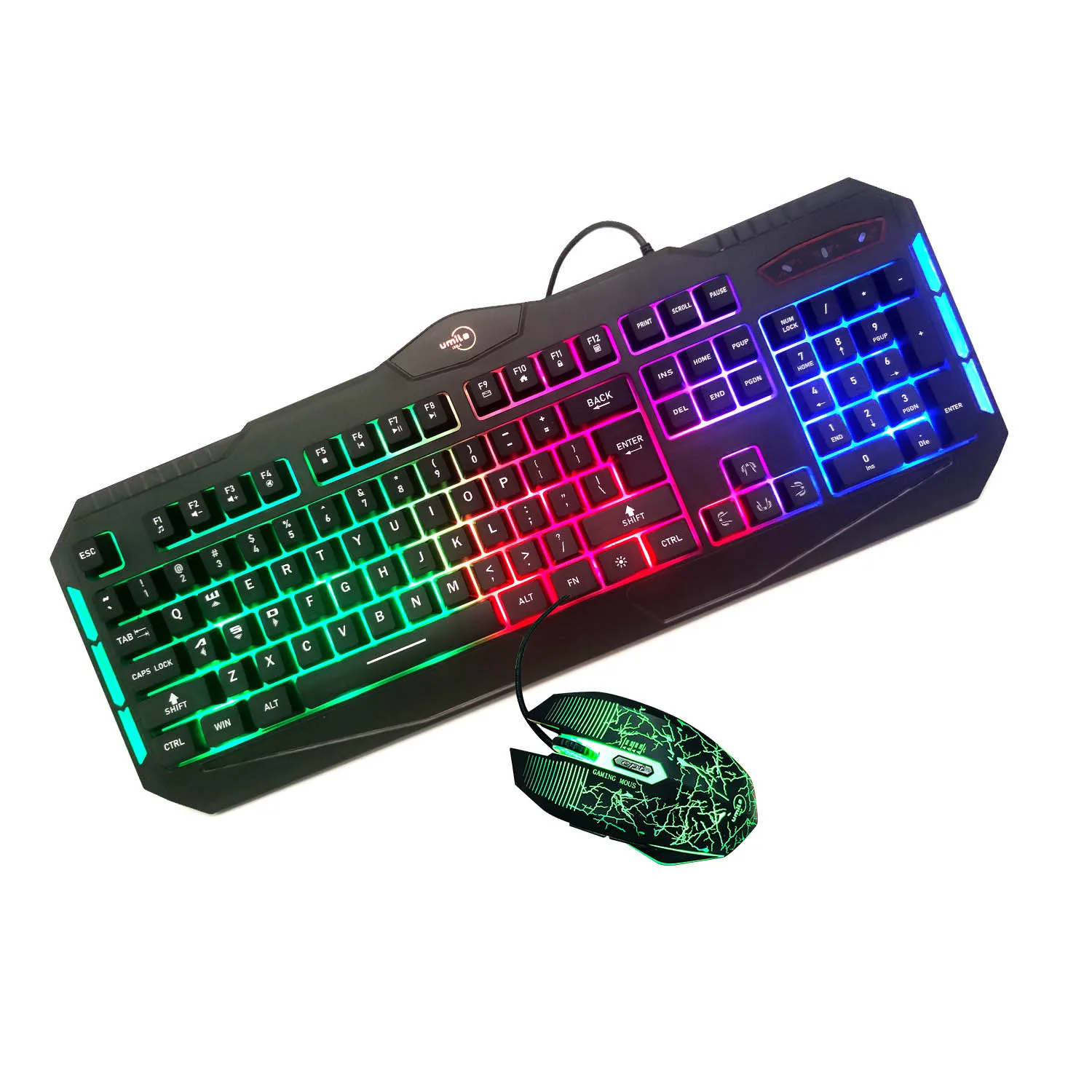 

2021 New Arrival Cheap backlit set 104 key OEM keyboard mouse gamer rainbow LED RGB wired pc teclado gaming, Customized colors