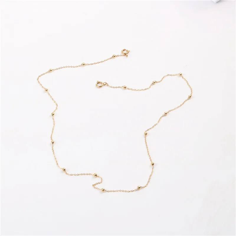 

18K PVD Charm Seed Bead Necklace Stainless Steel Chain Necklace, Gold