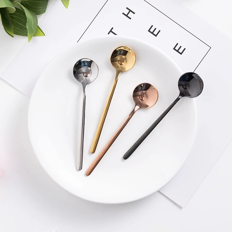 

Amazon 2020 Rose Gold Tea Spoon Cutlery set Coffee Spoon Dinner Set Tableware Flatware Set Dropshiping