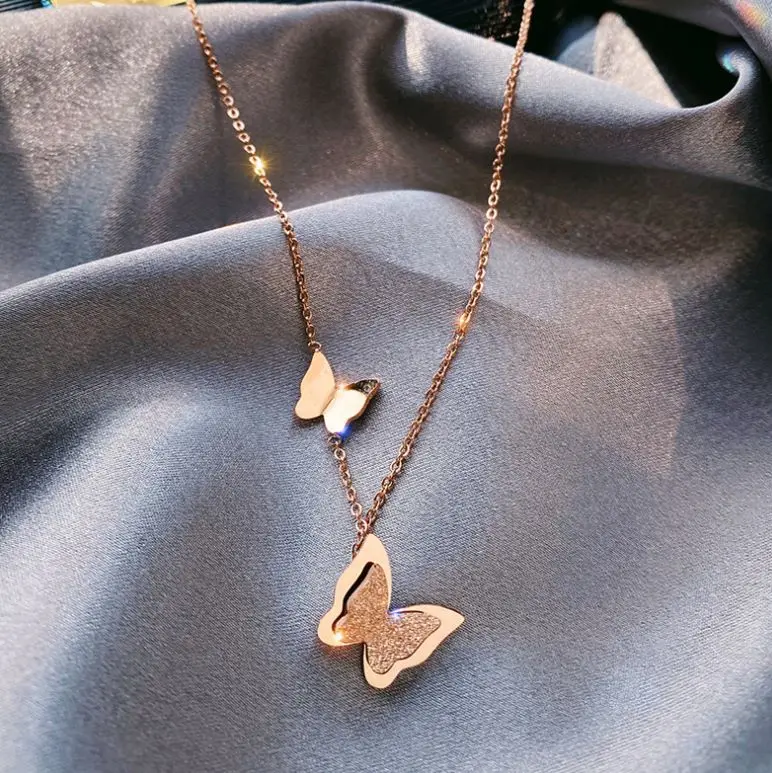 

2021 new ins design butterfly necklace jewelry female clavicle chain simple necklace