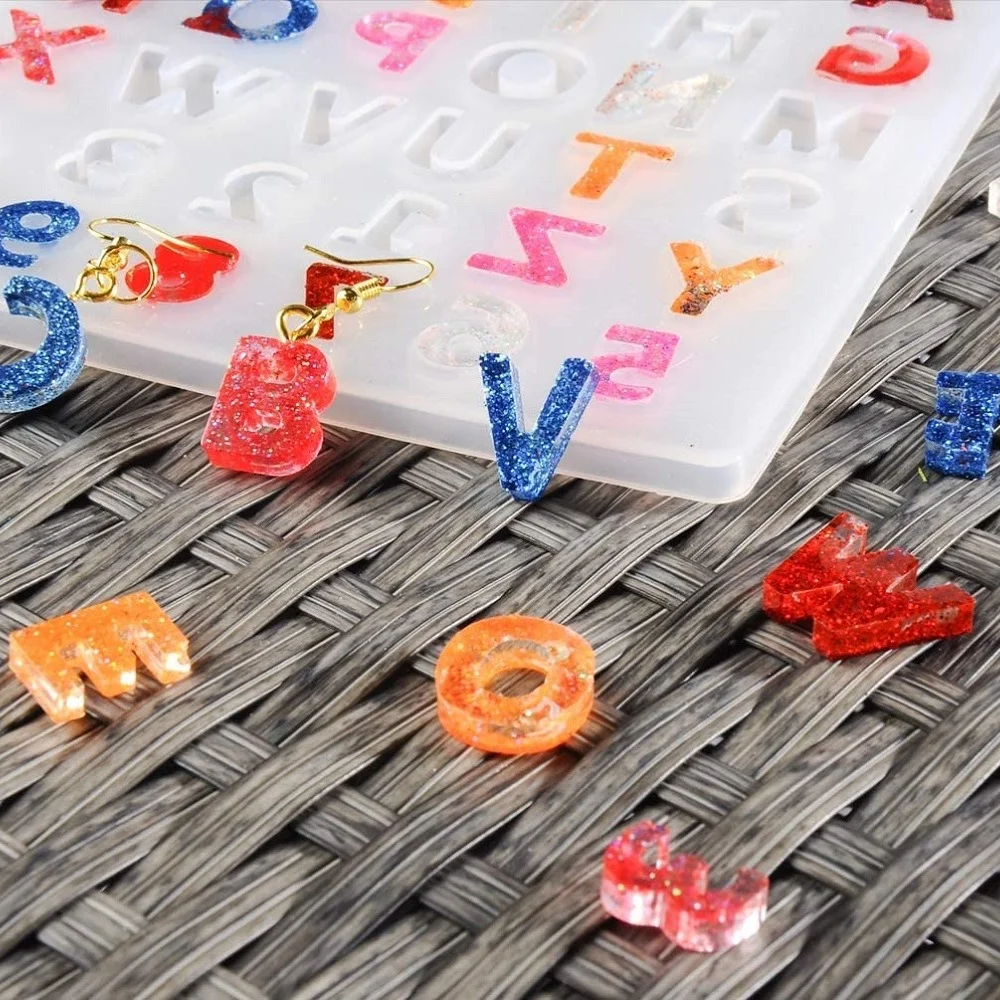 

Small letter pendant key pendant silicone mold diy keychain jewelry epoxy mold set, Customized color