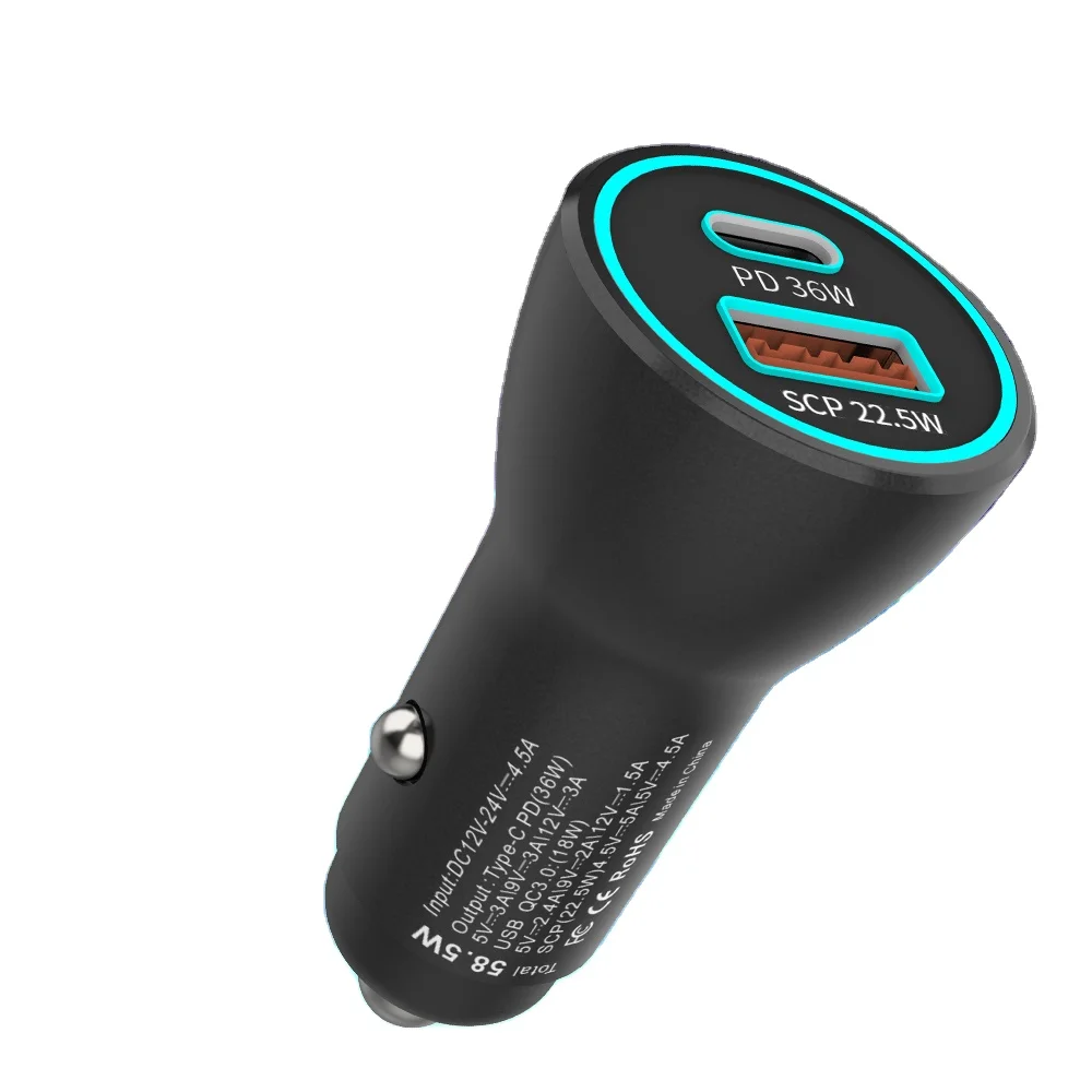 

Wholesale Amazon Hot Sale Universal 12V Mini Pd Qc Dual Usb Car Charger Type c Quick Power Adapter in stock