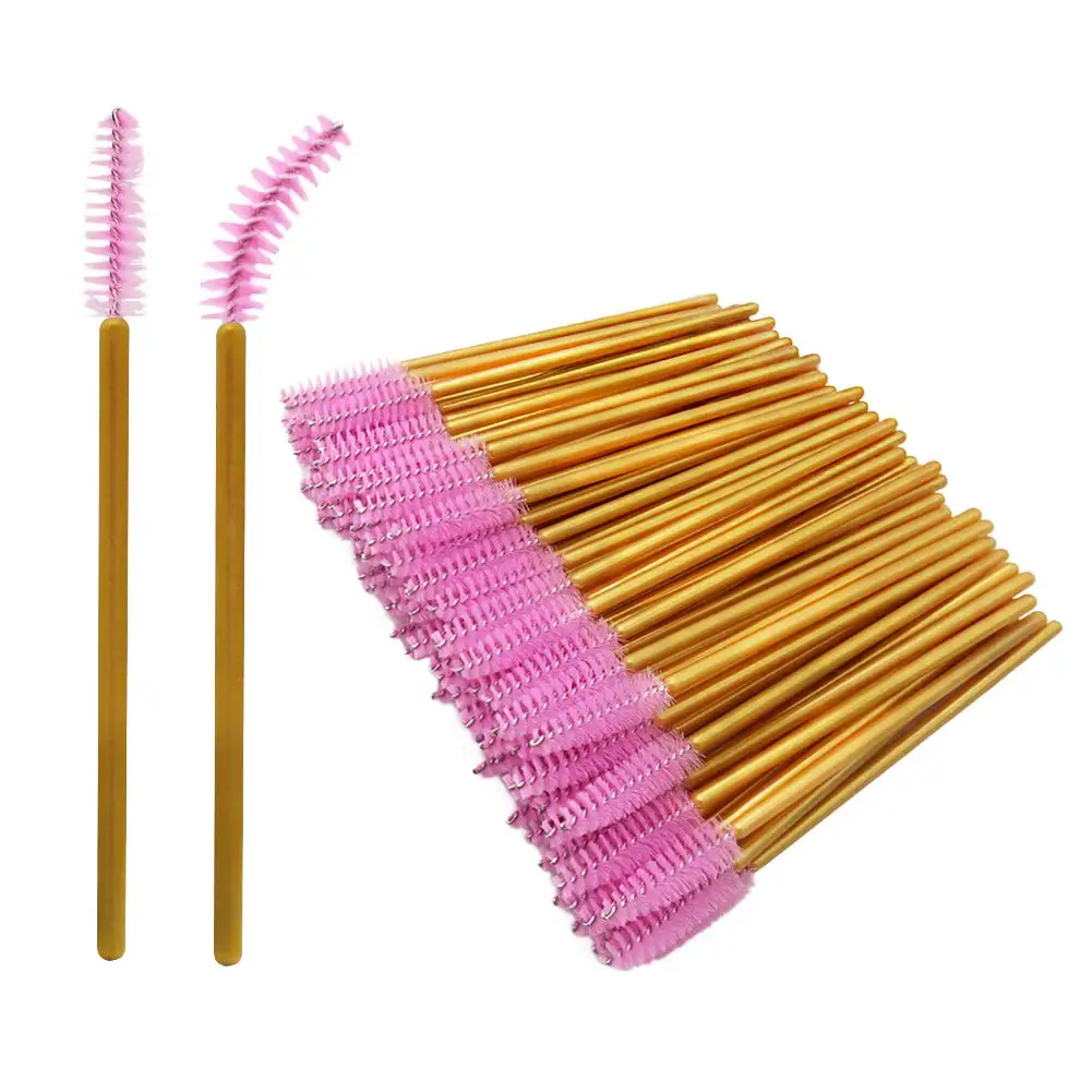 

Eyelash Brush Top Quantity Nylon Disposable Mascara Wands Lashes Gold Handle Makeup Brushes Eyelash Extension Tools