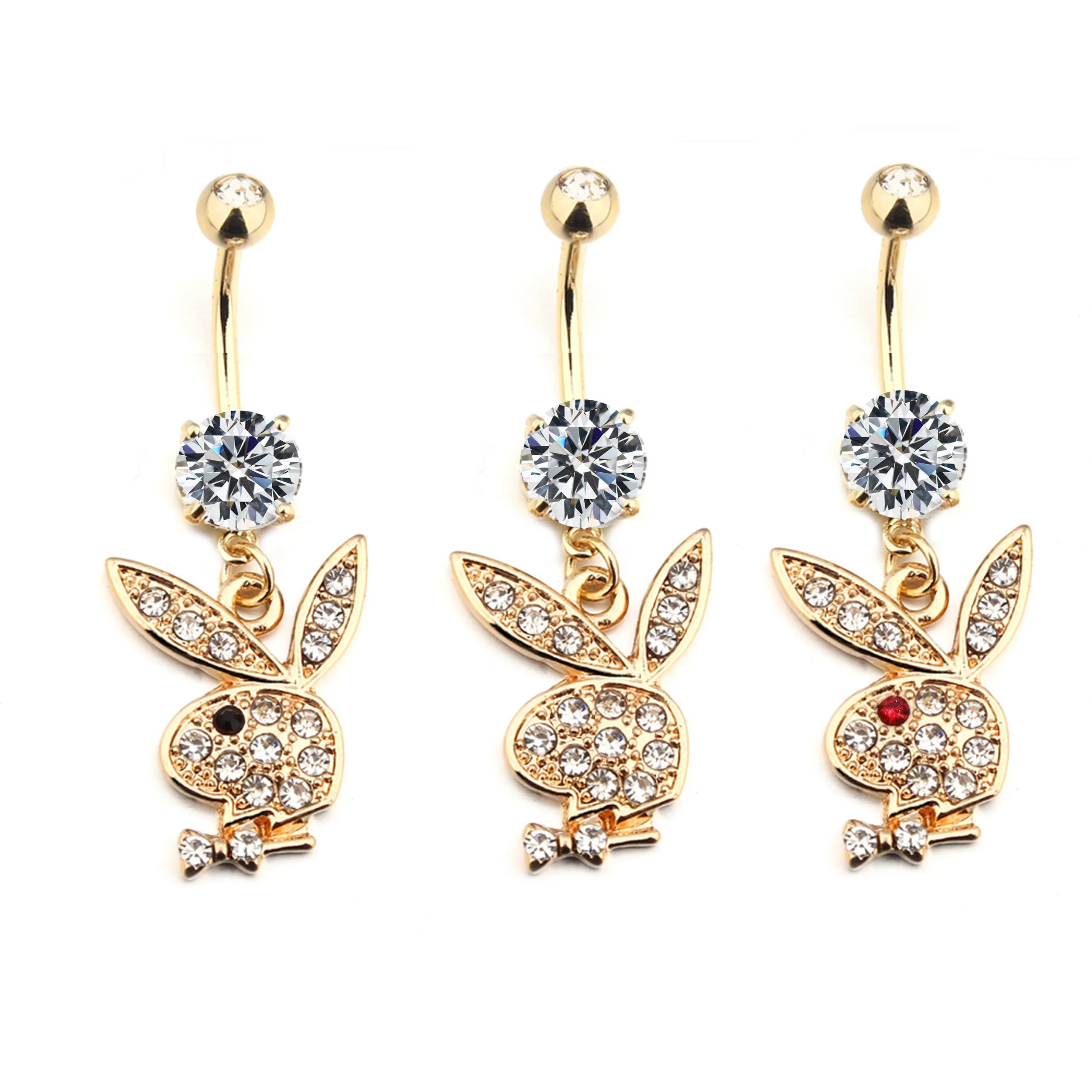 

Gaby Multipurpose cute Bunny belly button ring navel belly rings stainless steel body piercing jewelry, Gold/silver