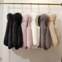 

factory sale ladies fashion winter warm thicken jacket 4XL size faux fox fur with hood hot sale vet wholesale fur jacket