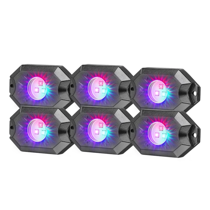 

6 Pods Color Changing Powersports Decorative 9 Watts wireless control led rock lights, Rgb color changing