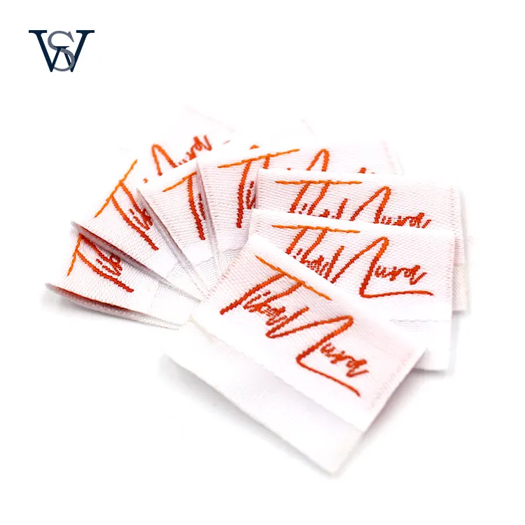 center fold brand clothing custom woven clothing labels Burnt edge clothing labels