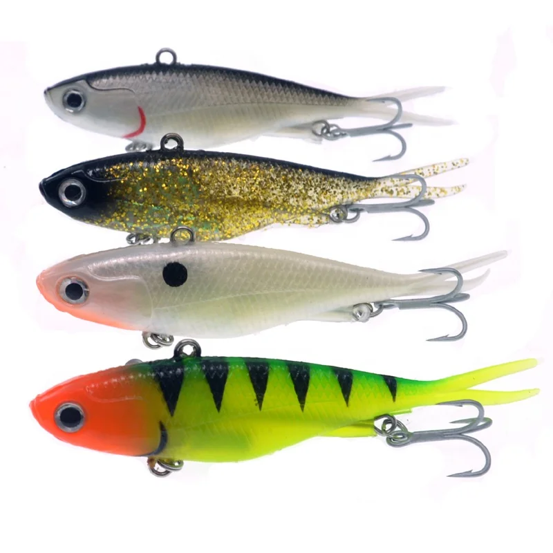 Wholesale or Custom Fishing Lures 115mm 36g 3X VMC Hooks Soft Vibe Lures Rigged Soft Plastic Lure  Vibration Bait