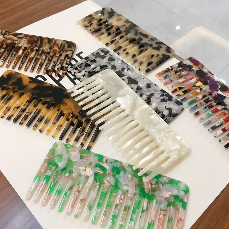 

anti-static Detangle Acetate Hair Brush Combs Leopard Wide Tooth Comb cellulose acetate hair comb, Picture shows