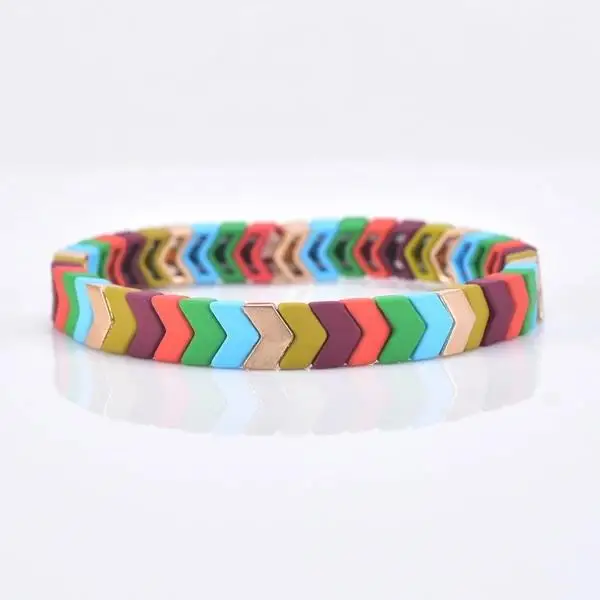 

BM2009 Hot Selling Rainbow Enamel Chevron Title Bracelets for Women