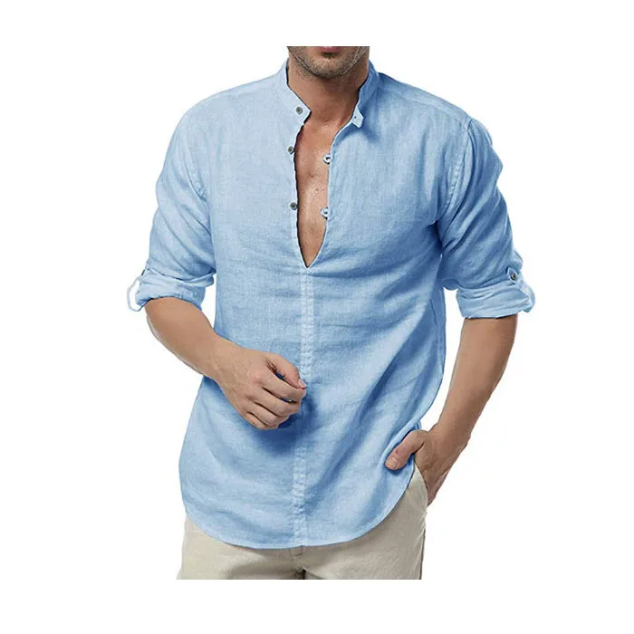 Mens Dye Short Sleeve Henley Shirt Cotton Linen Beach Yoga Loose Fit Henleys Tops