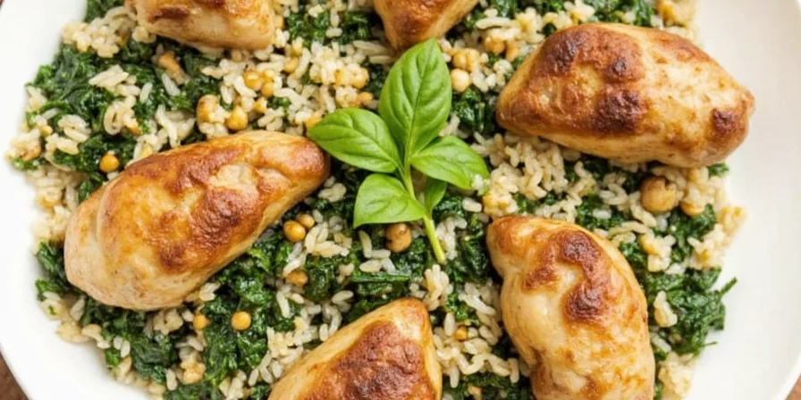 Fresh mint and cumin seasoning on spinach rice