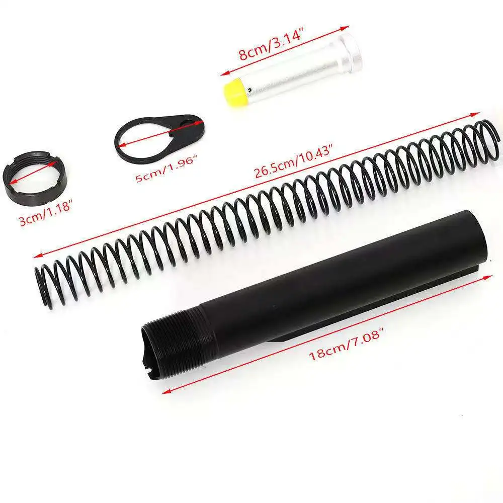 

Tactical 6 Position Extension Carbine M4 M16 5pcs Aluminum Buffer Tube Assembly Kit  AR15 Buffer Tube, Black