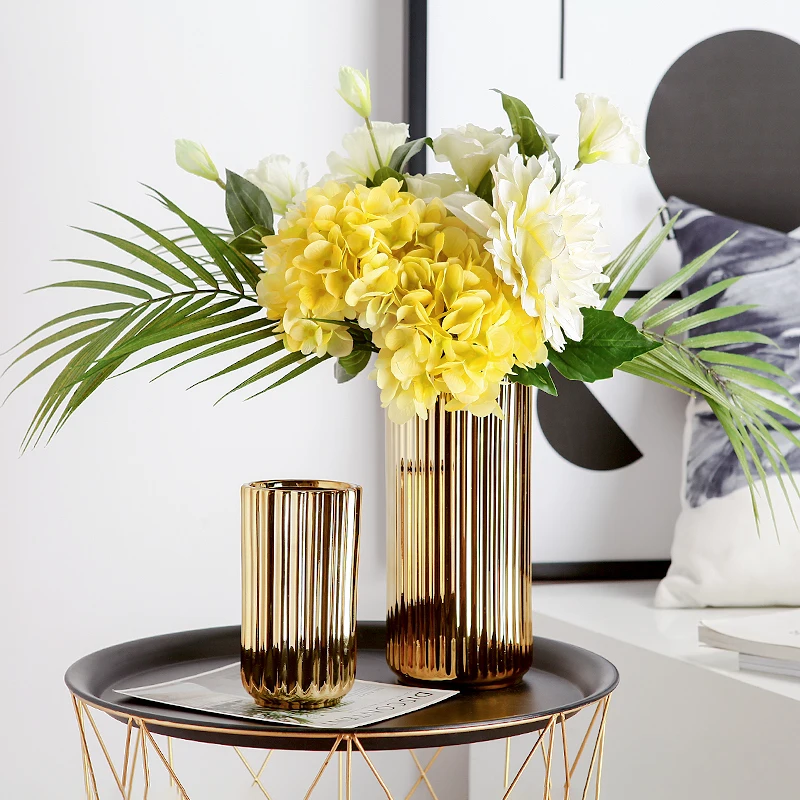 

tabletop decoration 3 pcs metal gold european ceramic vase home decor