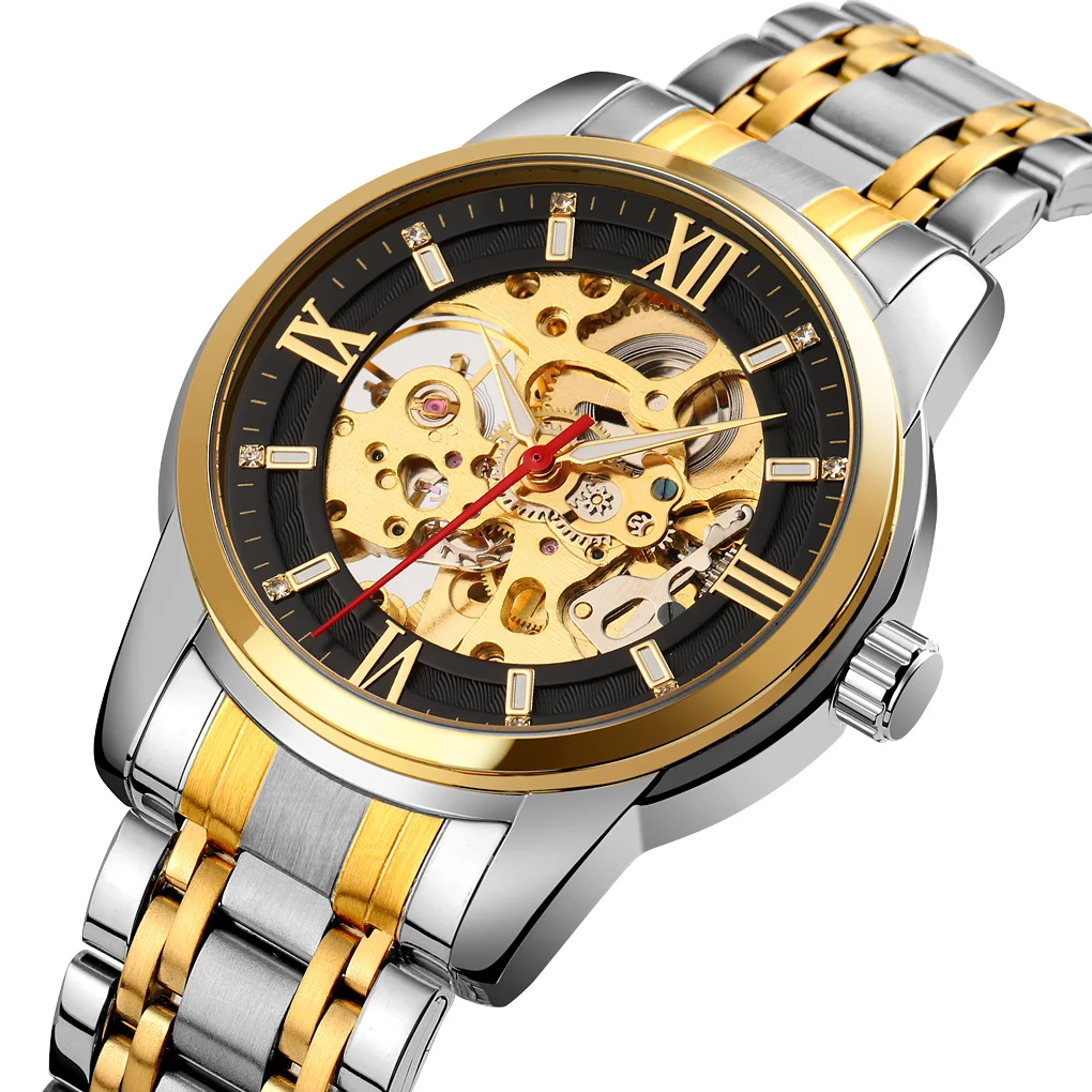 

SKMEI 9222 Men Luxury Wrist Watches Stainless Steel Skeleton Watch Automatic Movement