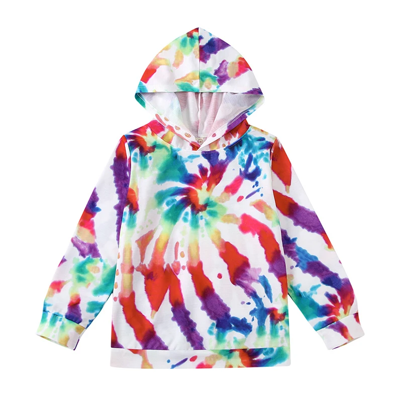 

Wholesale new arrive colorful tie dye kids sweater fashion girls hooded coats, As picture show