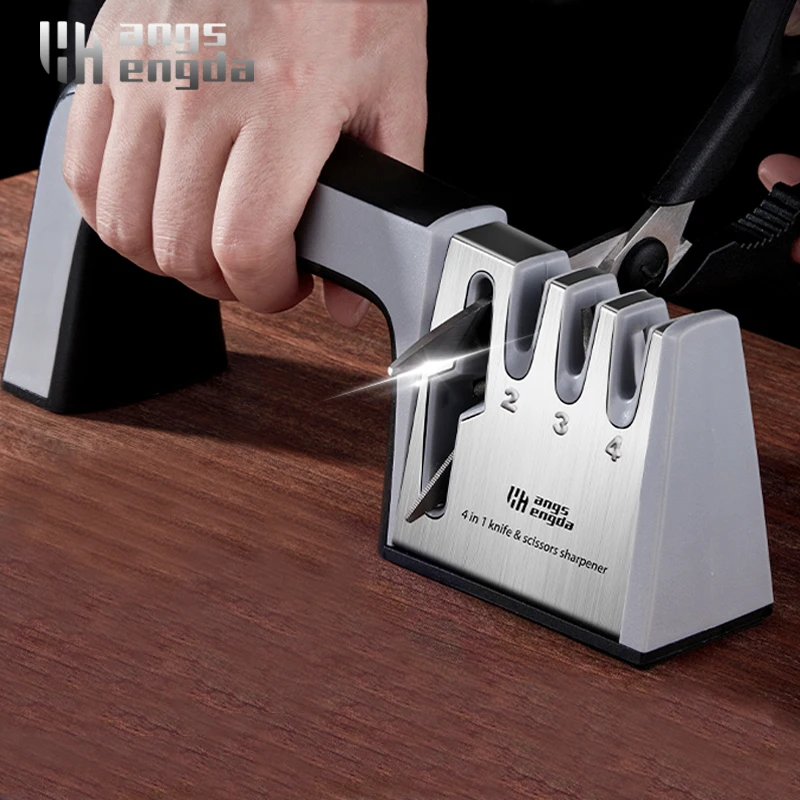 

Amazon 4 in 1 Diamond Coated Fine Rod Knife Shears and Scissors Sharpening stone System Stainless Steel Blades Knife Sharpener