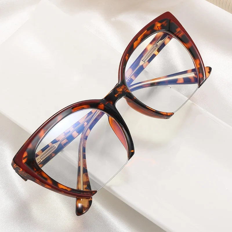 

Vintage TR90 Optical Anti-blue Light Eyeglasses Transparent Optical Butterfly Half Frame Glasses Cat Eyeglasses Female