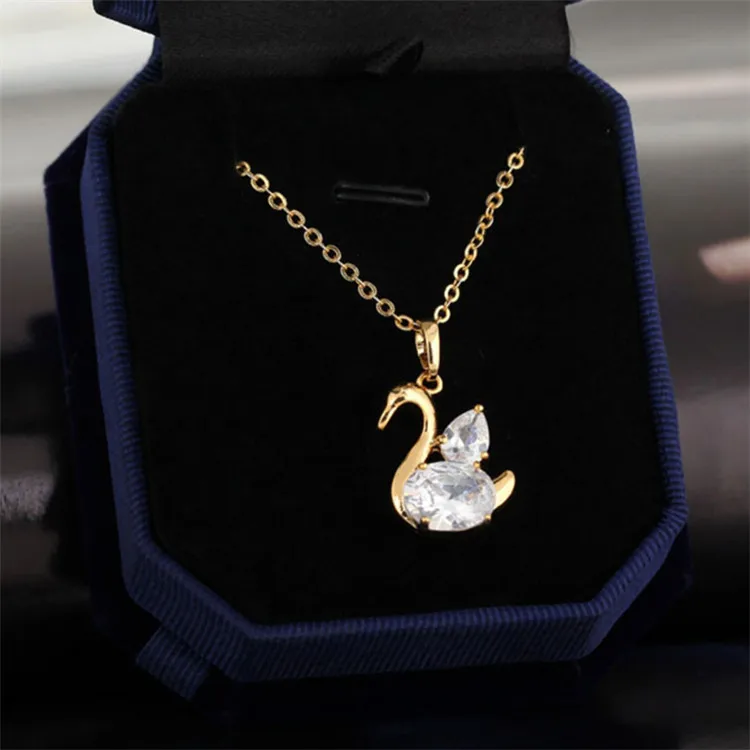 

Hot sale Design Jewelry 18k Gold Pendant Crystal Swan Necklace For Women, Picture