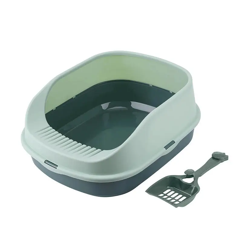 

Big Space Semi Enclosed Cat Sand Toilet Plastic Cat Litter Box Pet Indoor Training Toilet With Litter Shovel