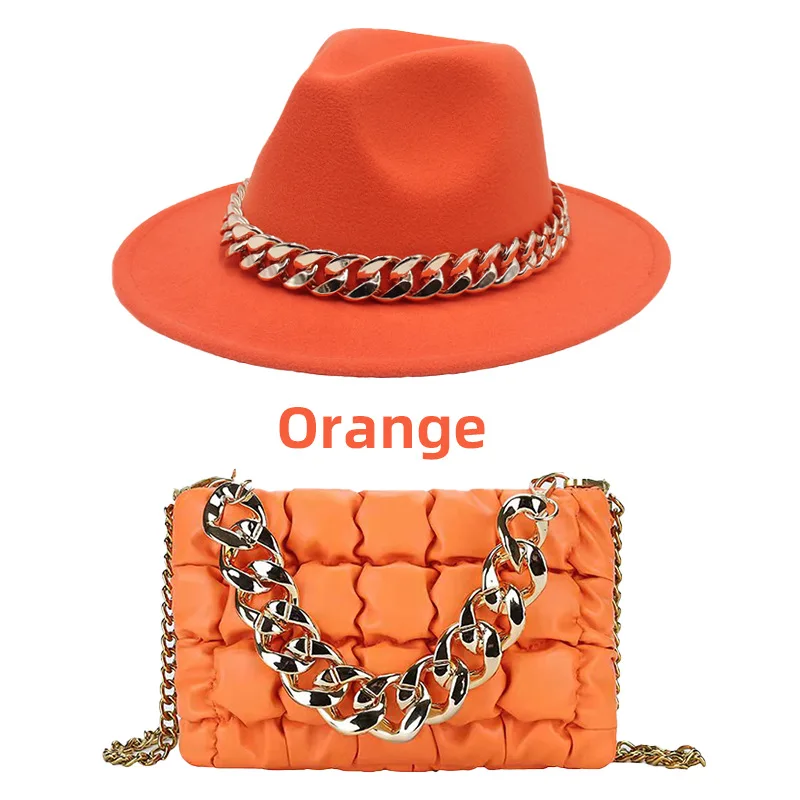 

Summer Fedora Hat Chain Crossbody Sling Bags Shoulder Bag Purse Sets Hat and Purse Women Hand Bags Luxury Handbags