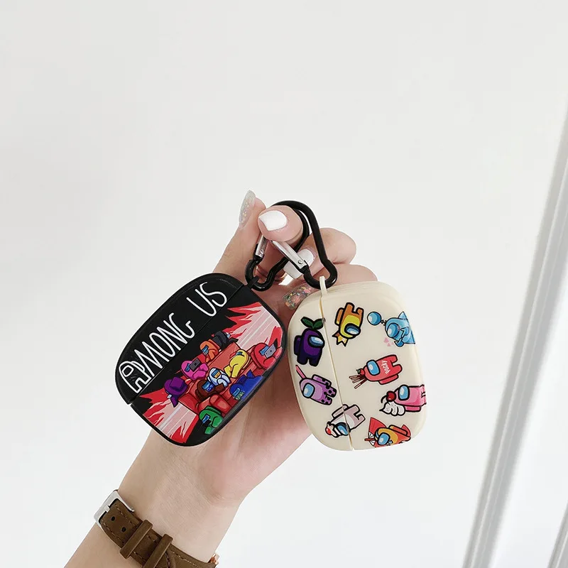 

New Cartoon Style Hot Game Among Us Silicone Case For Airpod Case For Airpods Pro Cases 2021, White, black