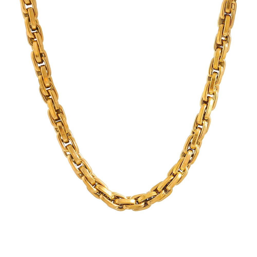 

JINYOU 1032 New Metal Texture 18K Plated Fashion Necklace Waterproof Jewelry Stainless Steel Chain Necklace