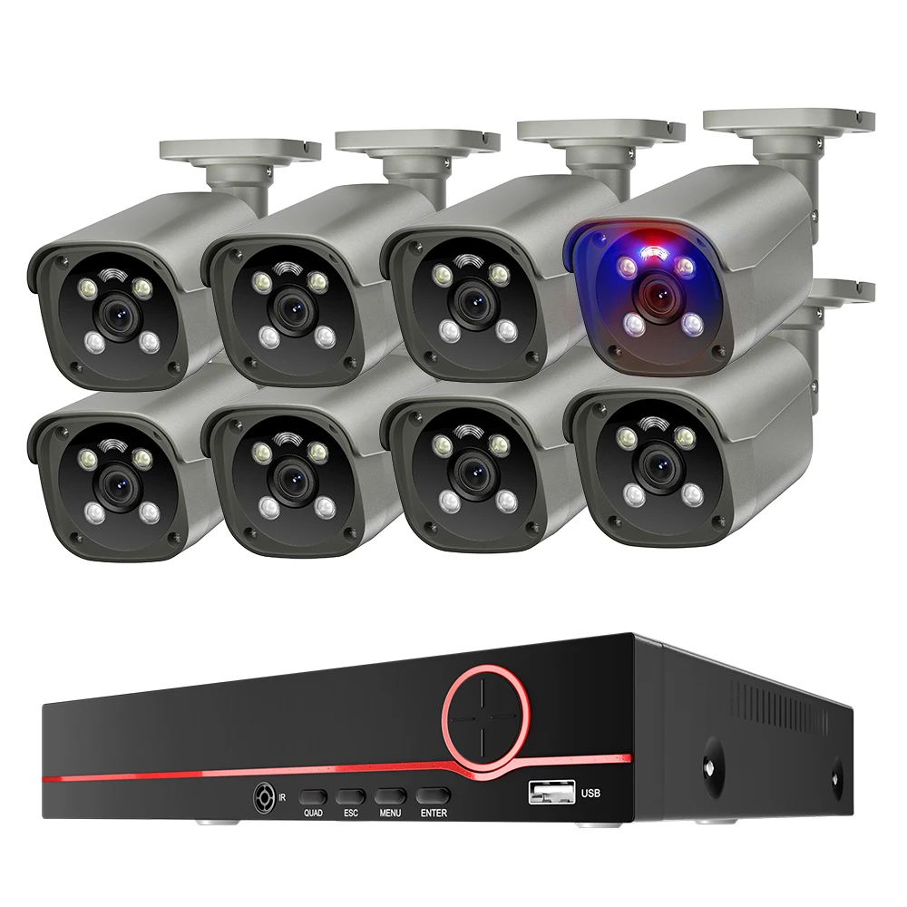 

Popular POE Camera System Full HD 4K 8MP 8CH NVR Kit Full Color Night Vision Surveillance CCTV Camera Set
