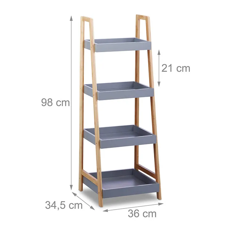 Cheap Hot Sale Custom Bathroom Shelf Standing Bamboo Ladder Shampoo Caddy Rack