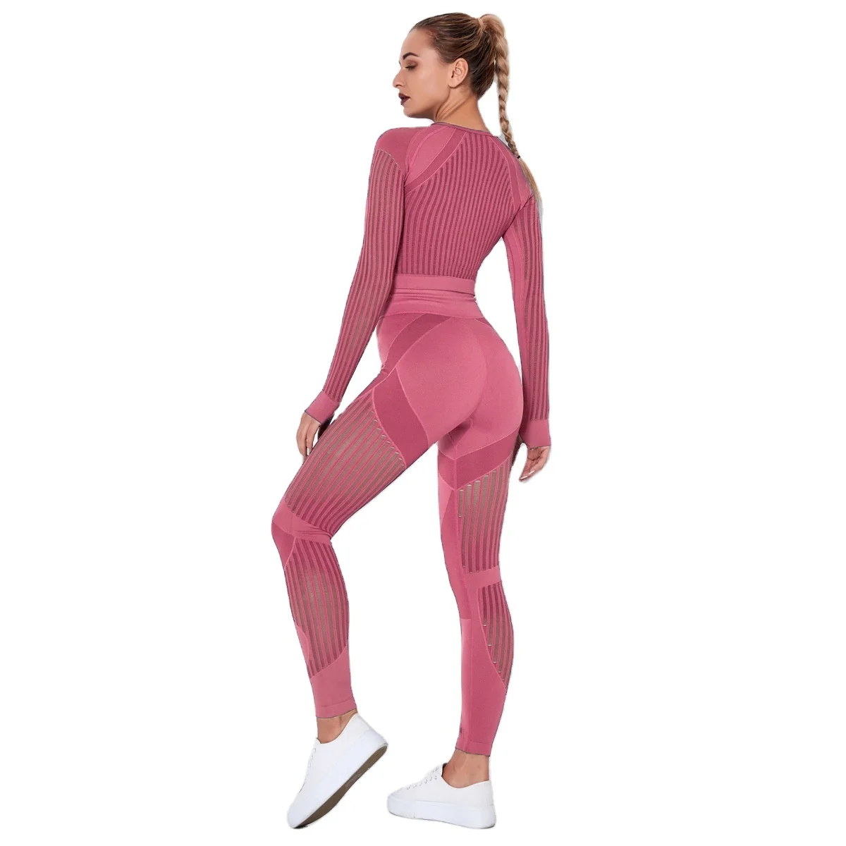 

Best Selling Fitness High Waisted long sleeves Hollow Yoga Set tracksuit for Women, Customized colors
