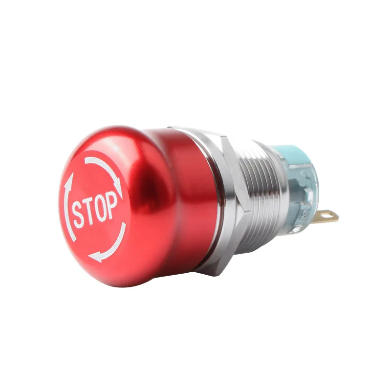 19mm 3 pin  high quality  220V mushroom emergency stop metal push button switch