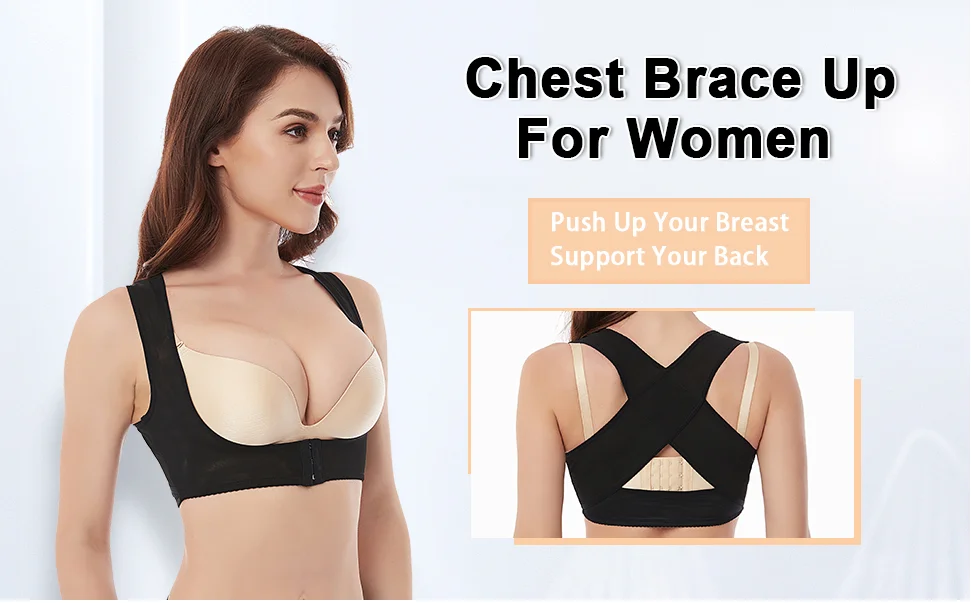 Ysabeloom Chest Brace Up for Women Posture Corrector Shapewear Tops Breast Support Vest Bra 